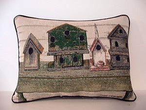   of Primitive Birdhouses by Cindy Sampson Tapestry Pillow New