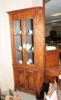 Farmhouse Cherry Wood Corner Cabinet Display Bookcase