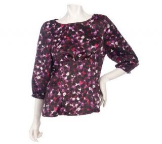 Kelly by Clinton Kelly Jewel Neck Gathered Blouse   A217621