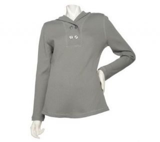 Denim & Co. Long Sleeve Thermal Hoodie Pullover —