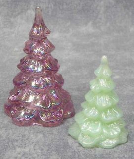 Authentic Fenton Art Glass Iridescent CHRISTMAS TREE Figurine Lot