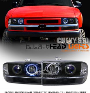 98 04 Chevy S10 Blazer Blk Projector Head Lights Bumper