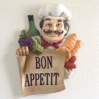 Chubby French Fat Chef Bon Appetit Hanging Kitchen Wall Decor Bistro