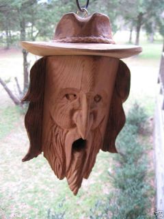 Hand Carved Cedar Birdhouse Wood Spirit Cowboy CHDN