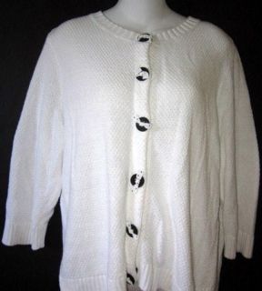 Banks Christopher Banks White Cardigan Sweater Black Buttons Bows
