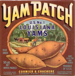 Yam Patch Yam Crate Label Church Point Louisiana