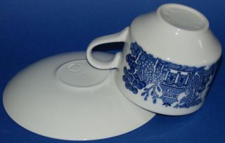 Churchill Blue Willow 4 Cups and Saucers England Dinnerware Unused