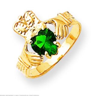  may birthstone claddagh ring cut heart color green metal type gold