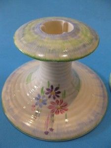 Pair Fine Clarice Cliff Bizarre China Floral Candle Sticks Hand