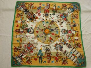 Authentic Hermes Silk Scarf KACHINAS by Kermit Oliver