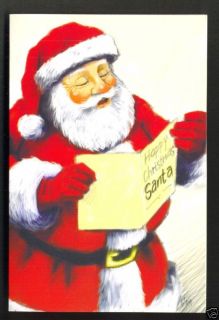 Santa Claus Father Christmas Reading Christmas Card