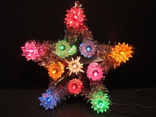  CHRISTMAS SILVER STAR LIGHT UP TREE TOPPER OR WINDOW DISPLAY 11 LIGHTS