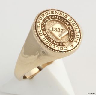  College Womens Signet Style Class Ring   14k Yellow Gold Solid Back A+