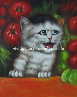  Painted Stock Oil Painting Cartoon Kids Children Cute Cats SA02