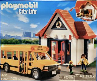 Playmobil City Life 5989 Contruction Toy Set School Bus and Classroom