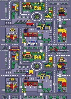 Childrens Playful City 7x10 Rug Cars Buses Roads Actual Size 72x102