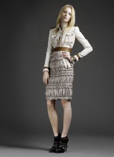 Burberry Prorsum Rauched Sandstone 100 Leather Skirt Size 40 UK 8 BNWT