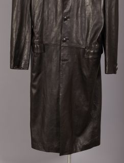Brown Jean Claude Jitrois Long Lambskin Leather Trench Coat Sz 52 Tall
