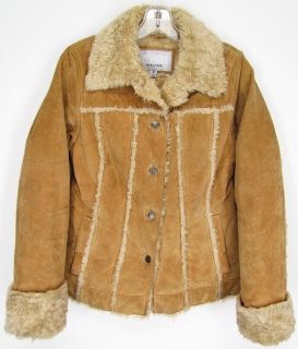 Vtg Wilson® Maxima Sherpa Mod Fur Suede Coat Leather Jacket Brown s