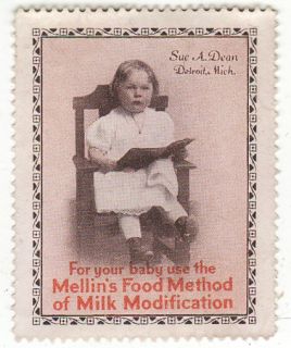 Circa 1914 Poster Stamp Mellins Food Method of Milk Modification