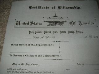 Old 1880s Eureka Co Nevada Citizenship Documents