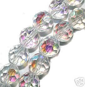 Faceted Round Glass Beads Crystal Clear Color AB 6mm