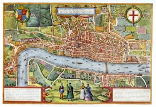 1572 London City Wall Map Antique Reproduction Poster