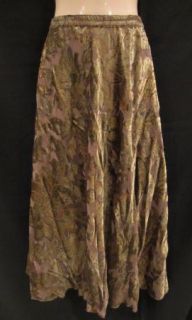  CREEK~Sheer Taupe Olive Velvet Flowers Calf Full Formal Church Skirt~L