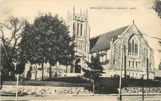 MA Belmont Methodist Church Town View Very Early T67989