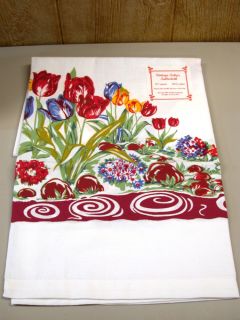 Vintage Style Tulip 100 Cotton Tablecloth 52 Square New