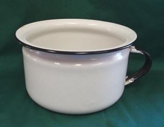 Vintage Porcelain Enamel Ware Chamber Pot White Double Face Child
