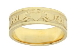 Silver or Yellow Gold Irish Celtic Claddagh Wedding Ring Band