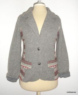 Anthropologie Ett Twa CHINLE Cardigan Gray Knit Wool Blend Sweater