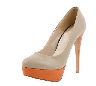 Classic Mix Matched Contrast Colour Design High heeled Shoe Orange