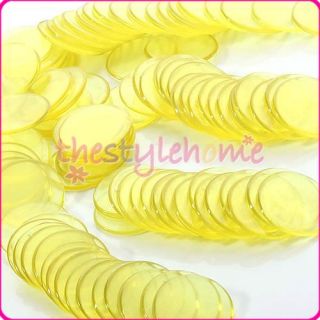  Plastic Professional 3/4 inch Yellow Bingo Traditional Game Chips