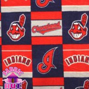 114226076  Cleveland Indians Checkered MLB Baseball Fleece Fabric Make
