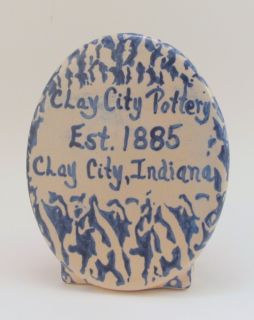 Clay City Pottery Cobalt Blue Spatterware Brochure Holder