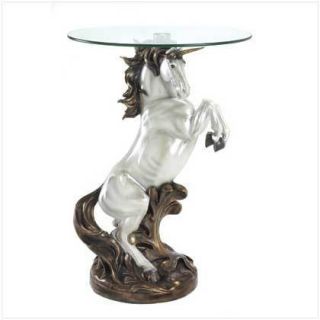  Accent Accent Table Polyresin Statue Base w Circle Tempered Glass Top