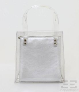 Stuart Weitzman Silver Leather Clear Vinyl Mini Tote Bag