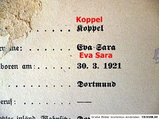 Register Card of German Jew Eva Sara Koppel Revoked Citizenship