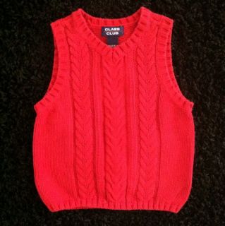 Toddler Boys Class Club Sweater Knitted Vest Red Holiday Top 4 5