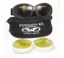  GOGGLES 3 SETS OF LENSES CASE GLOBAL VISION HALRY RIDERS BIKERS