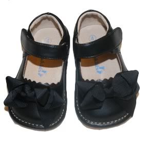 Add A Bow Girls Black Squeaky Shoes Toddler Sizes 4 8