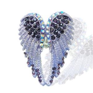 Angel Wing Stretch Ring Sz Free Purple Swarovski Crystal 10 Items Free