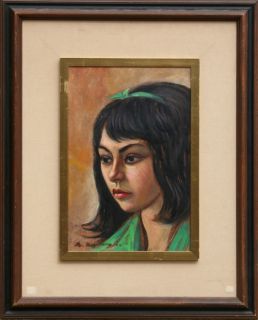 raul anguiano portrait of a girl mexican painting