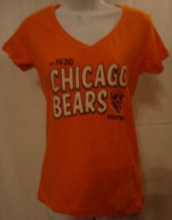  Bears Football Ladies T Shirt Est 1920 Throwback V Neck Orange