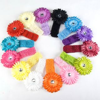  Baby Girls Crochet Headband with Daisy Flower Hair Clip Newborn