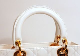 Christian Dior Lady Leather Quilted Cannage Shoulder Handbag Bag Tote