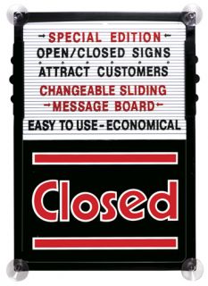 Open Closed Message Window Sign with Changeable Letters