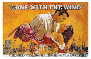 Gone with The Wind Clark Gable Vivien Leigh Movie Poster Print Very
